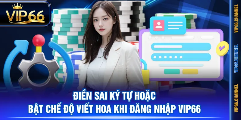 Điền sai ký tự hoặc bật chế độ viết hoa khi đăng nhập VIP66